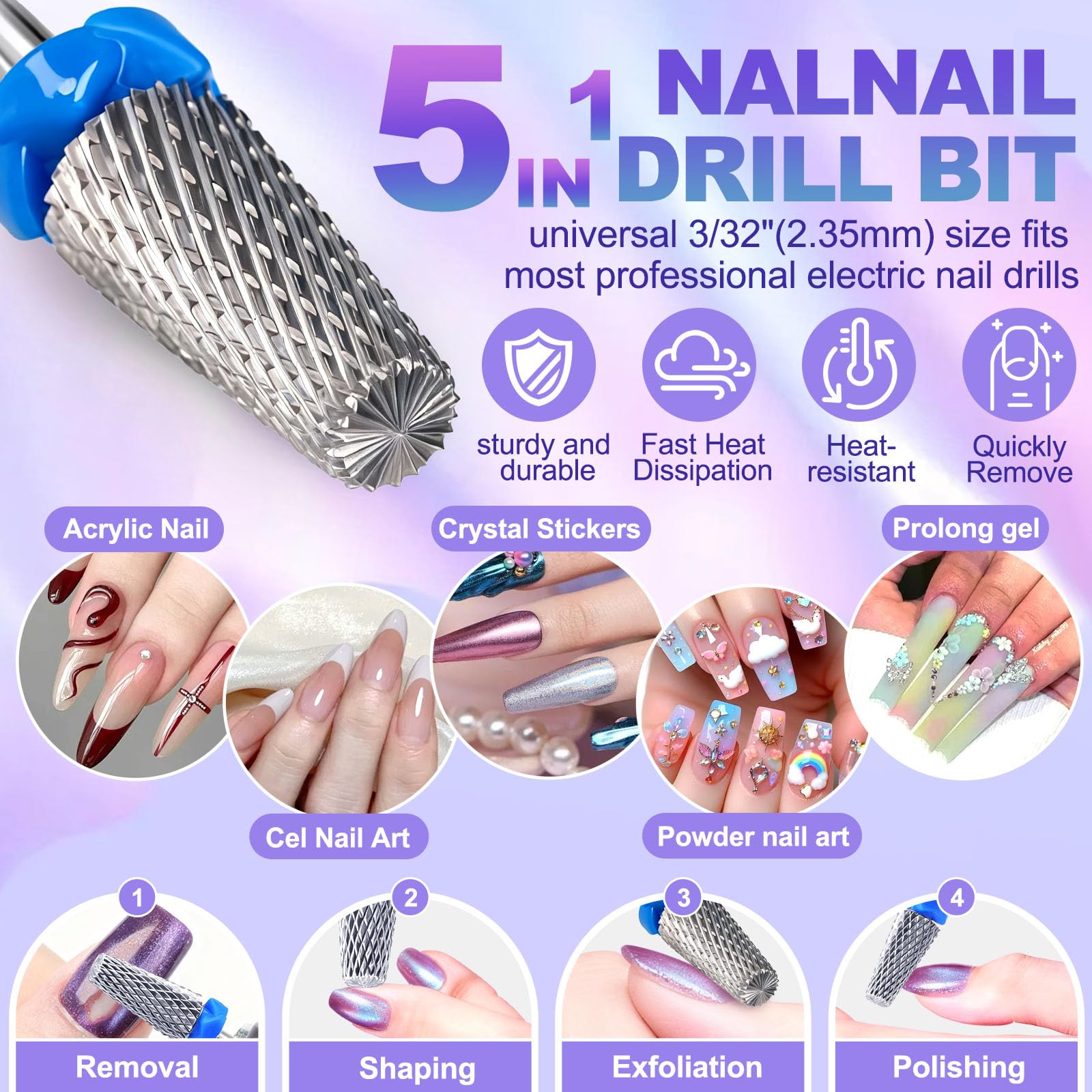 FANTEXY tungsten steel nail bit delivering durability for hard gels and natural nails