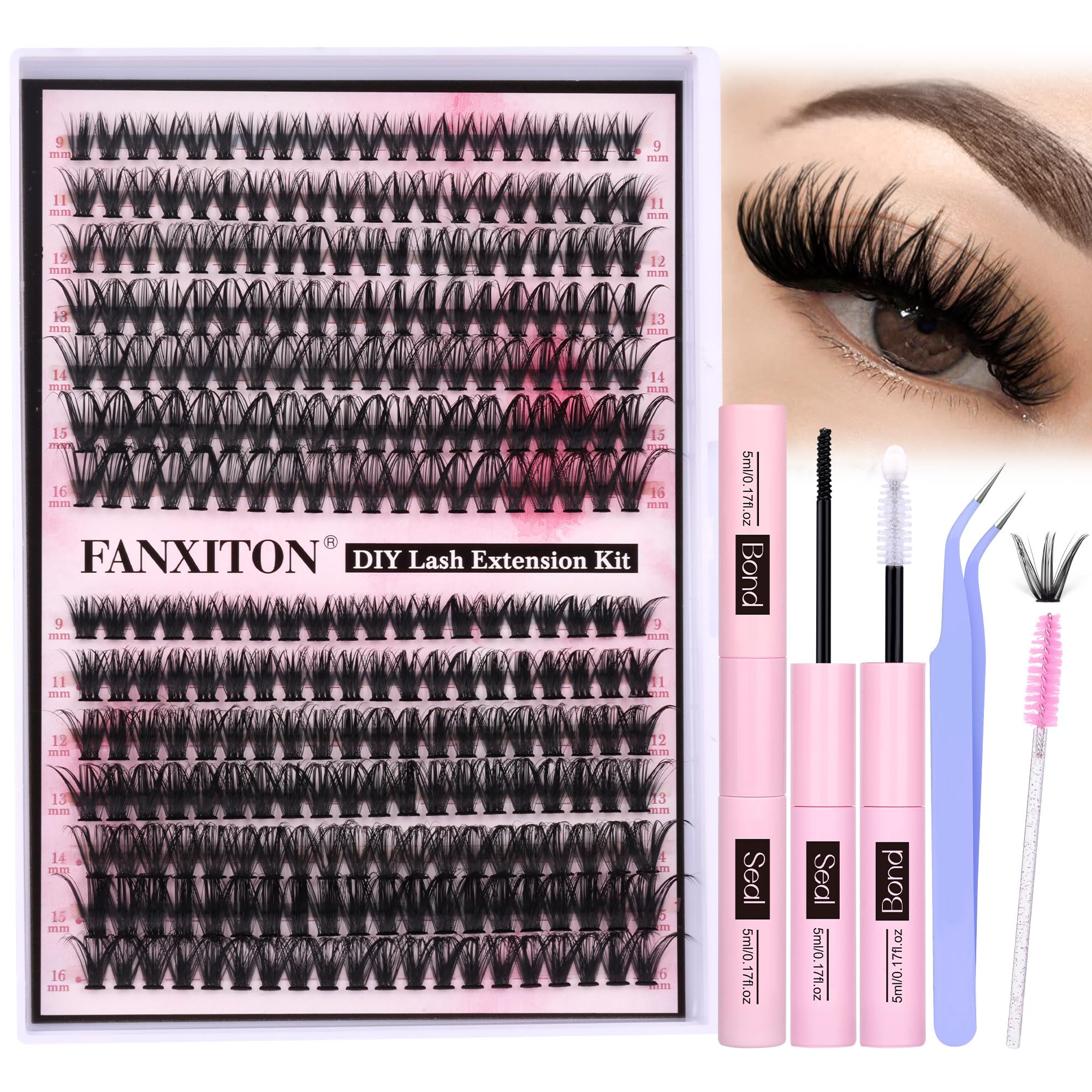 FANXITON DIY eyelash extension kit assembled for quick at-home lash styling and practice