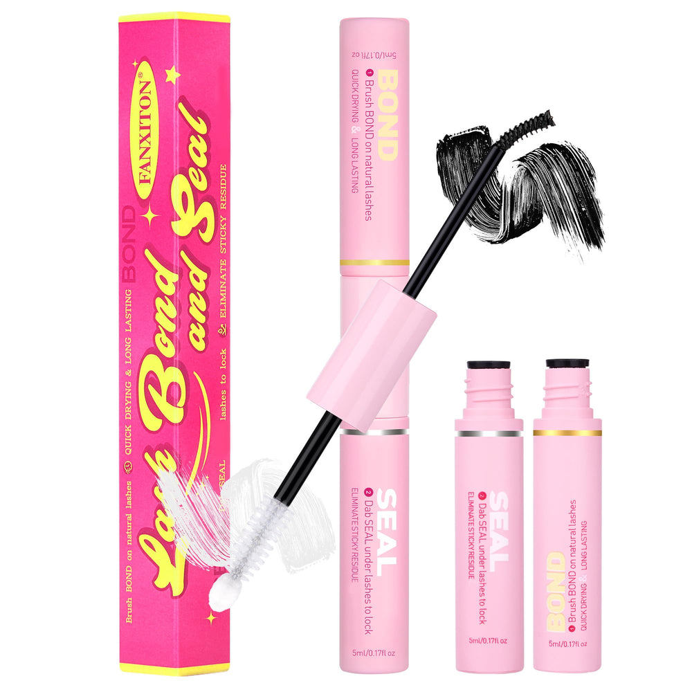 Fanxiton eyelash glue 2-in-1 tube for seamless lash extensions and hold.