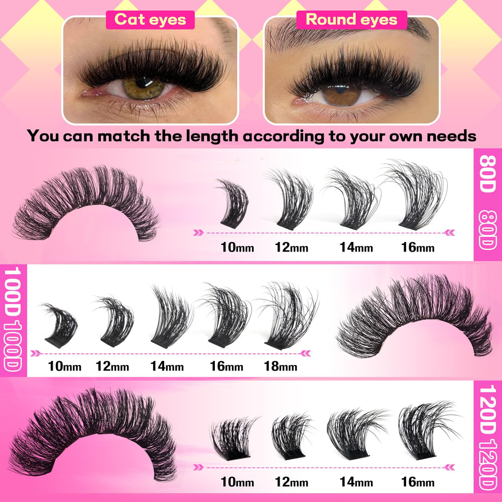 FANXITON lash clusters 100D 12mm balanced volume for a fuller look