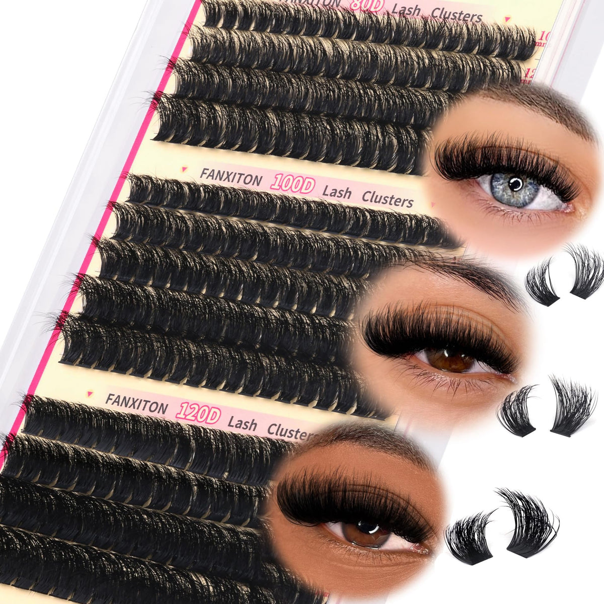 FANXITON lash clusters 80D 10mm for natural volume and easy application