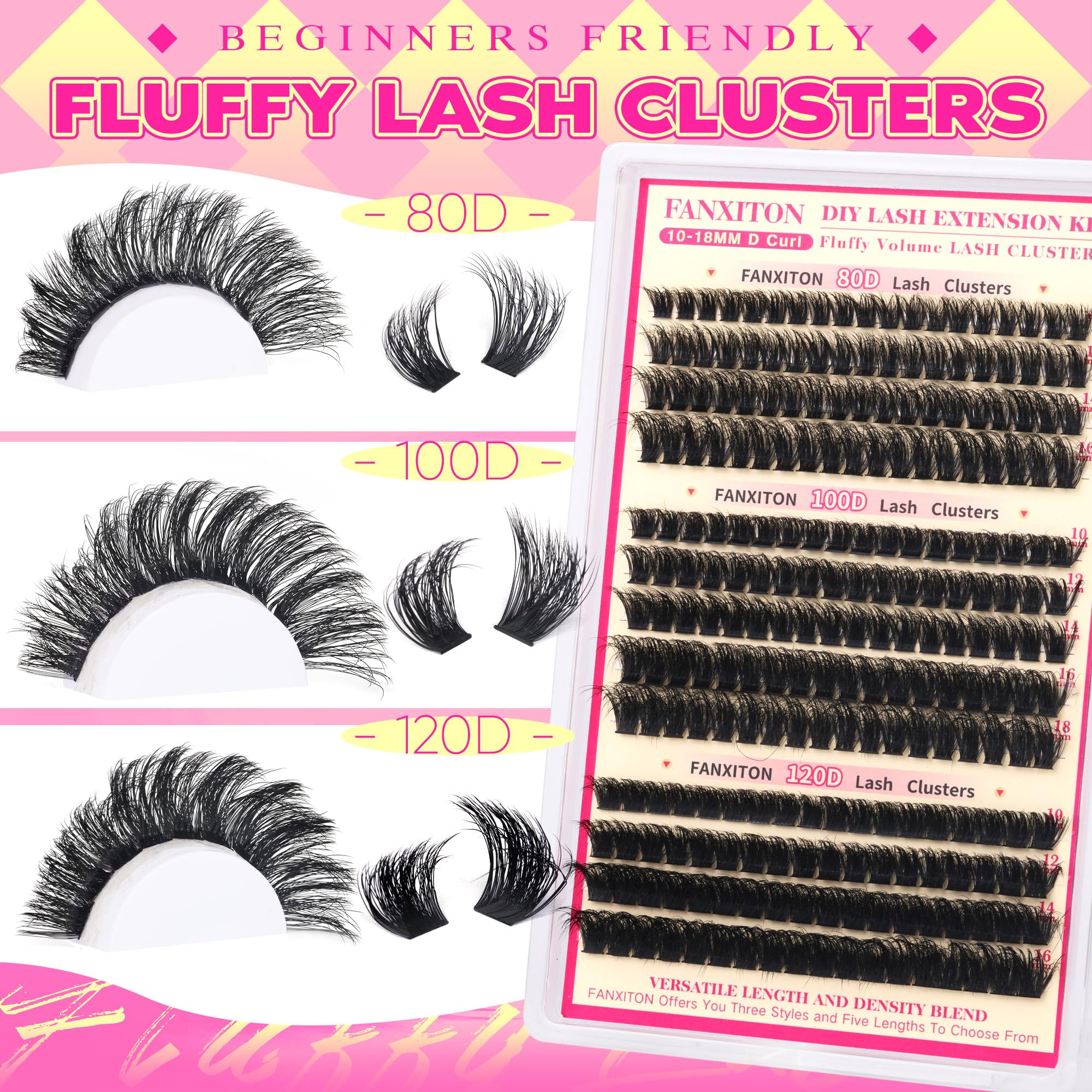 FANXITON lash clusters 80D 12mm adds subtle lift for everyday wear