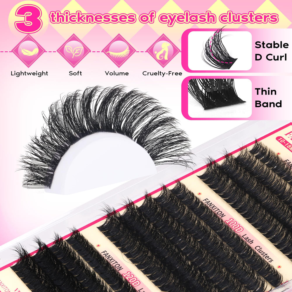 FANXITON lash clusters 80D 14mm enhances outer corners for more definition