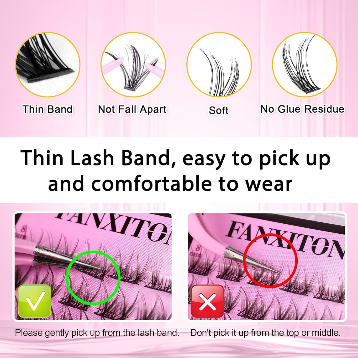 FANXITON soft mink fiber lashes provide lightweight comfort.