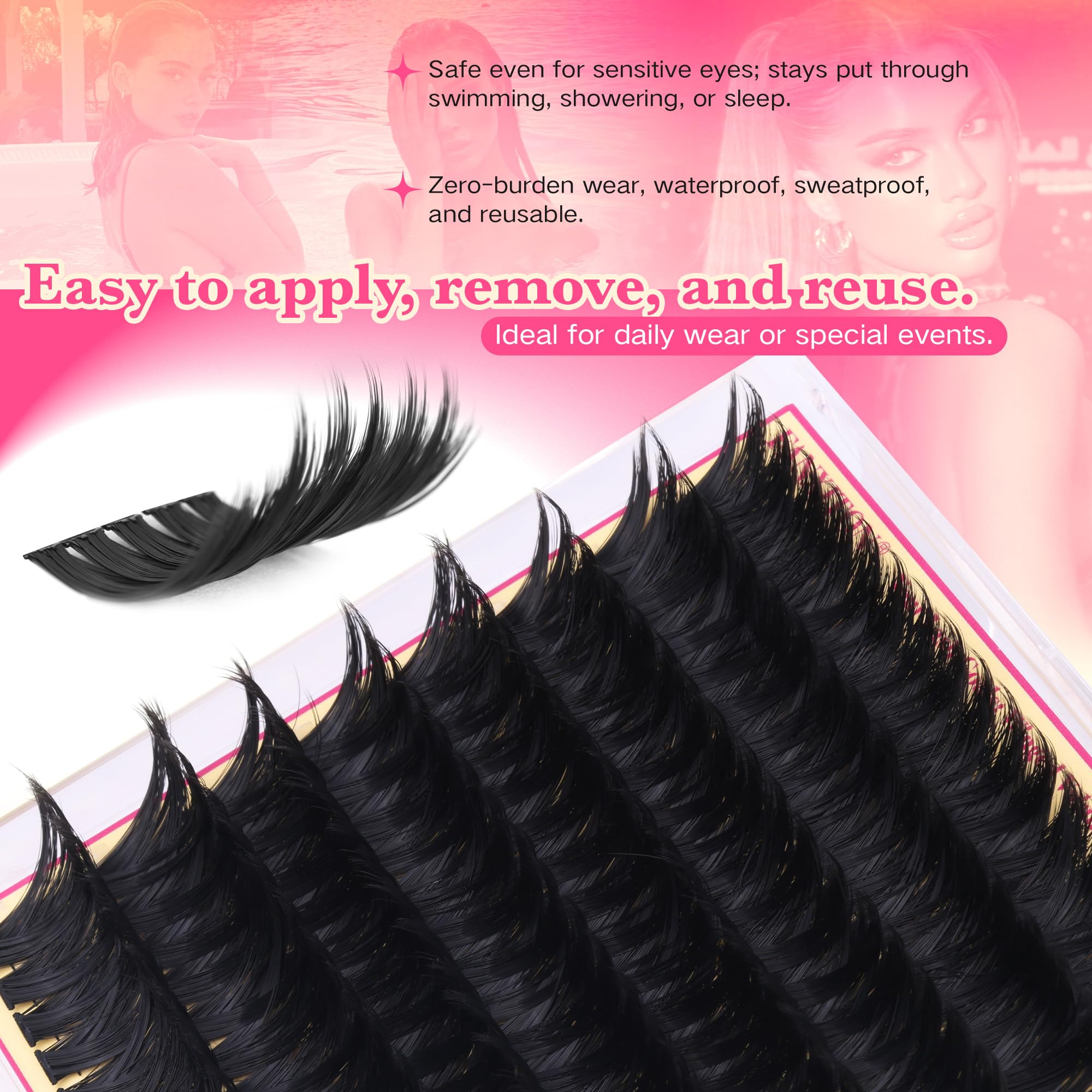 FanXiton Spiky Manga Lash Clusters with textured fibers add depth.