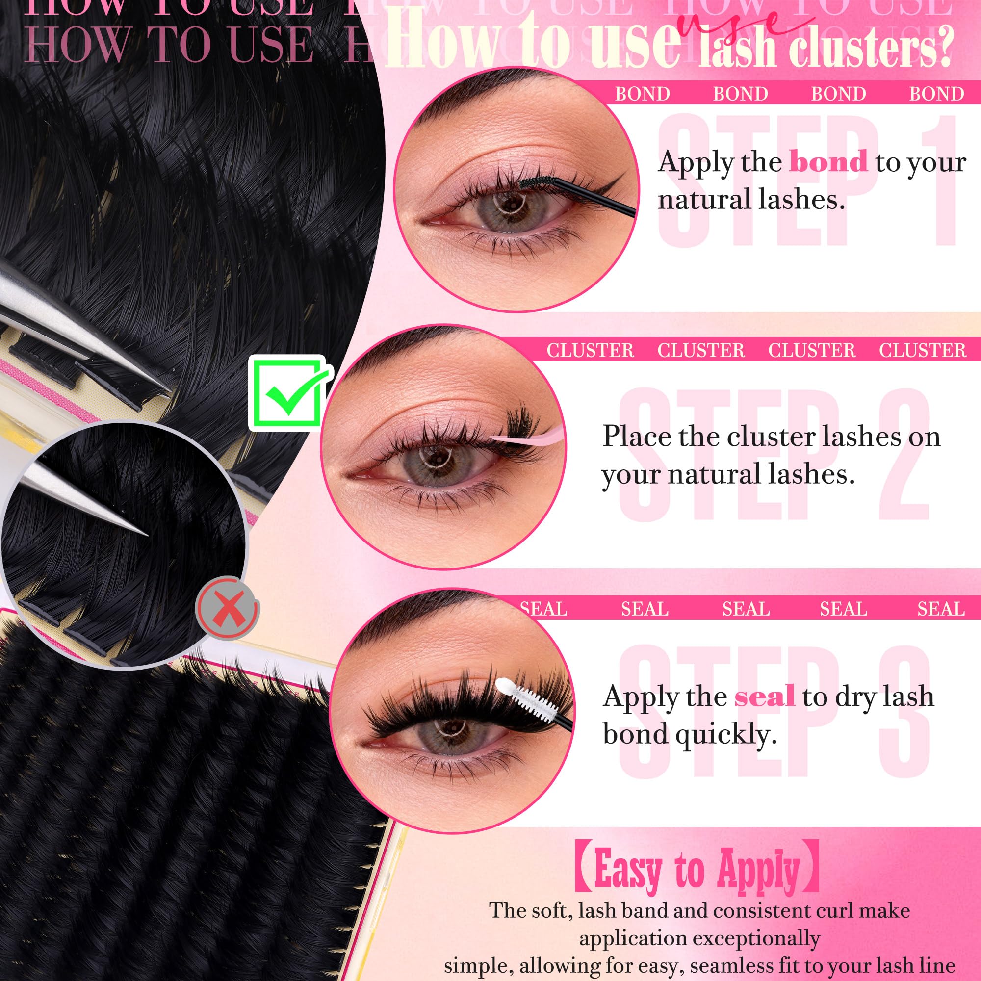 FANXITON spiky manga lashes close-up showing textured clusters