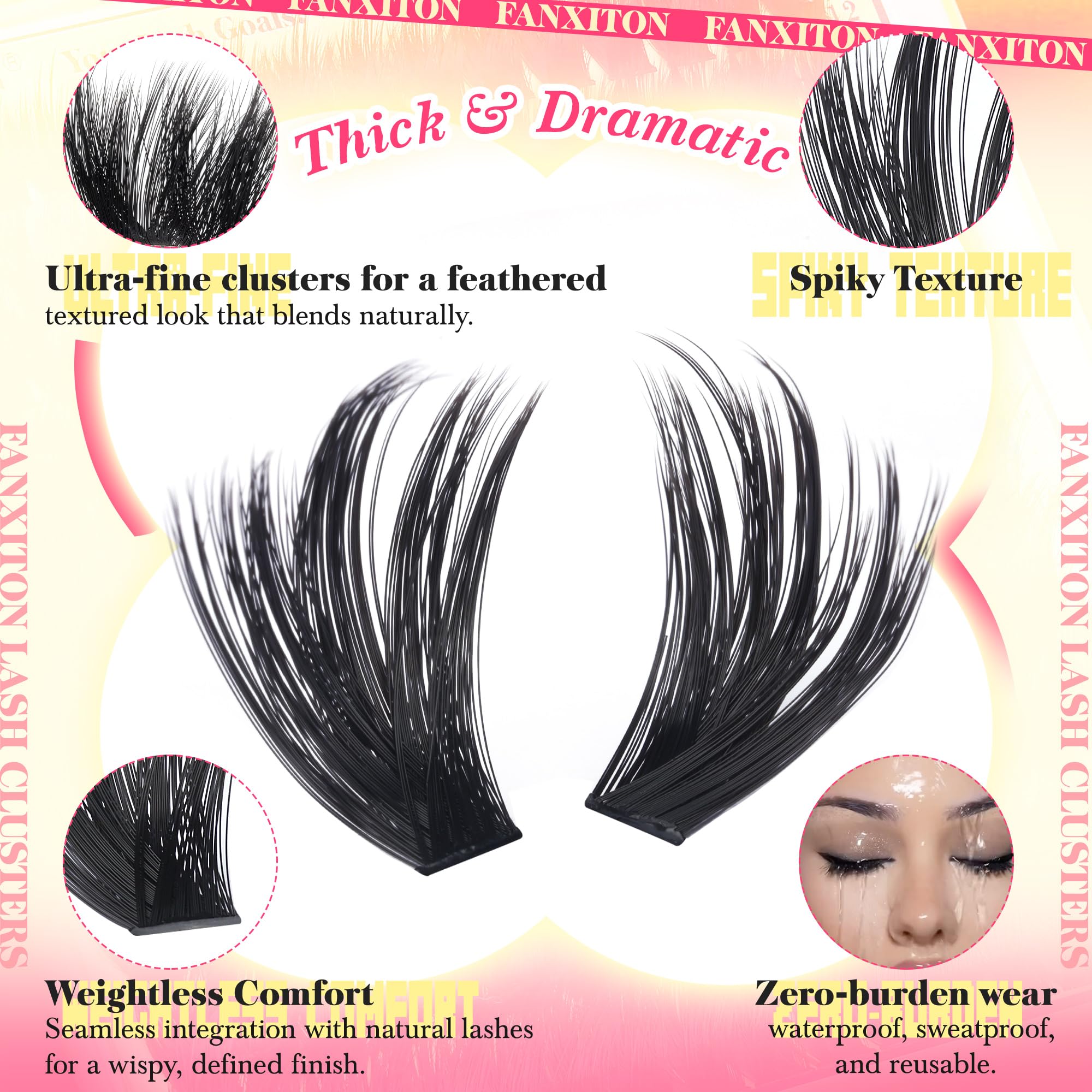 FanXiton Volume Lash Clusters 22mm for balanced lash drama.