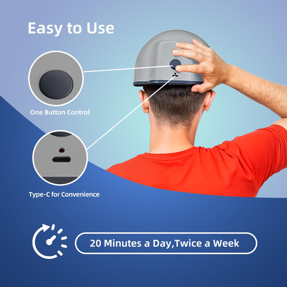 faq101 Upper head coverage reaches hairline and temples for consistent treatment.