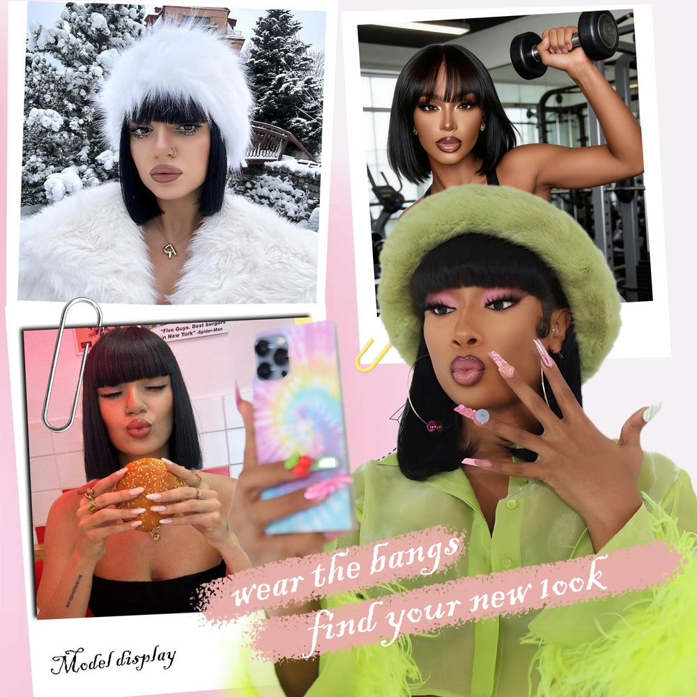 Farblick 12-inch straight wig creates a sleek, timeless look