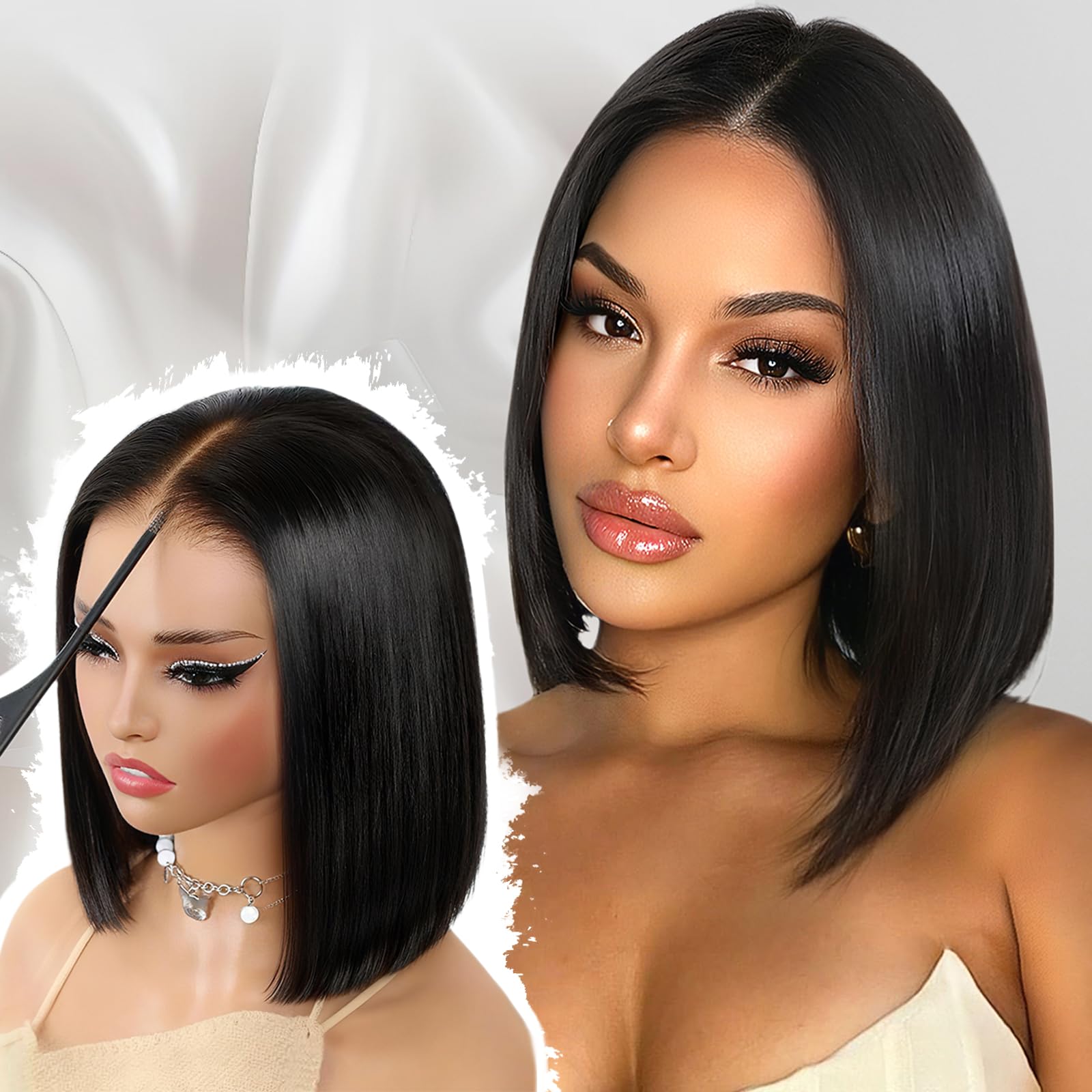 Farblick Bob Wig 10 inch glueless lace front for quick, secure wear.