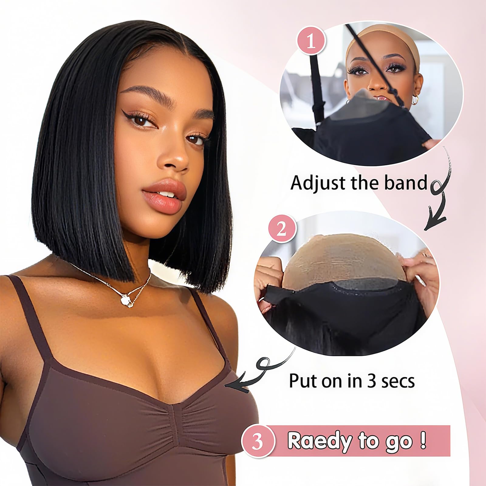 Farblick 180 density short straight wig with balanced volume.