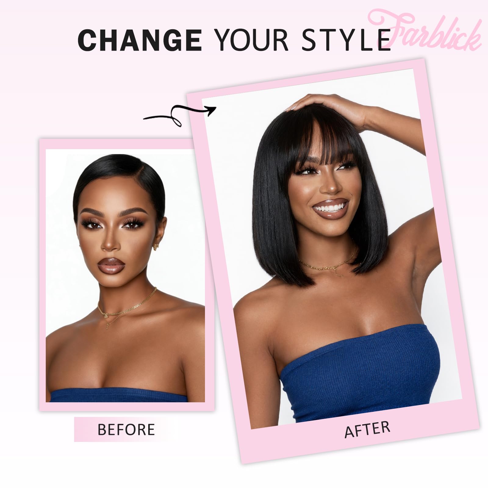 Farblick bangs length can be trimmed to suit your face shape