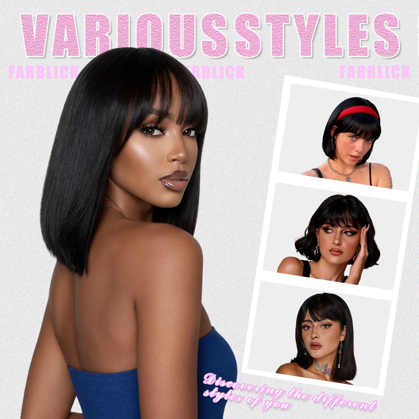 Farblick versatile short bob for daily wear and special occasions