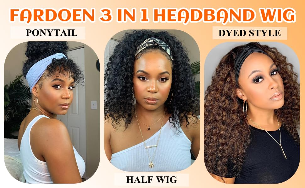 Fardoen headband wig ready for a quick bun or updo