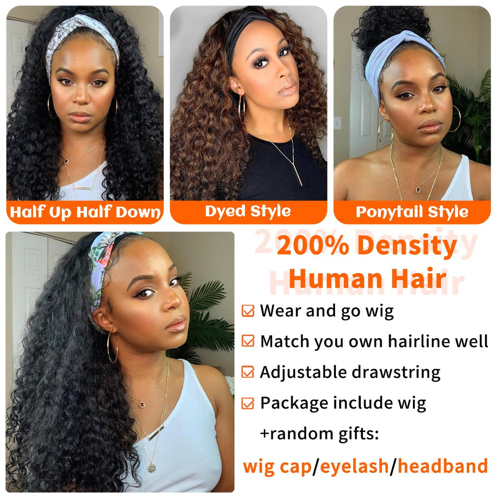 Fardoen headband wig with four combs and ice silk for stability