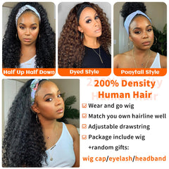 Fardoen headband wig with four combs and ice silk for stability
