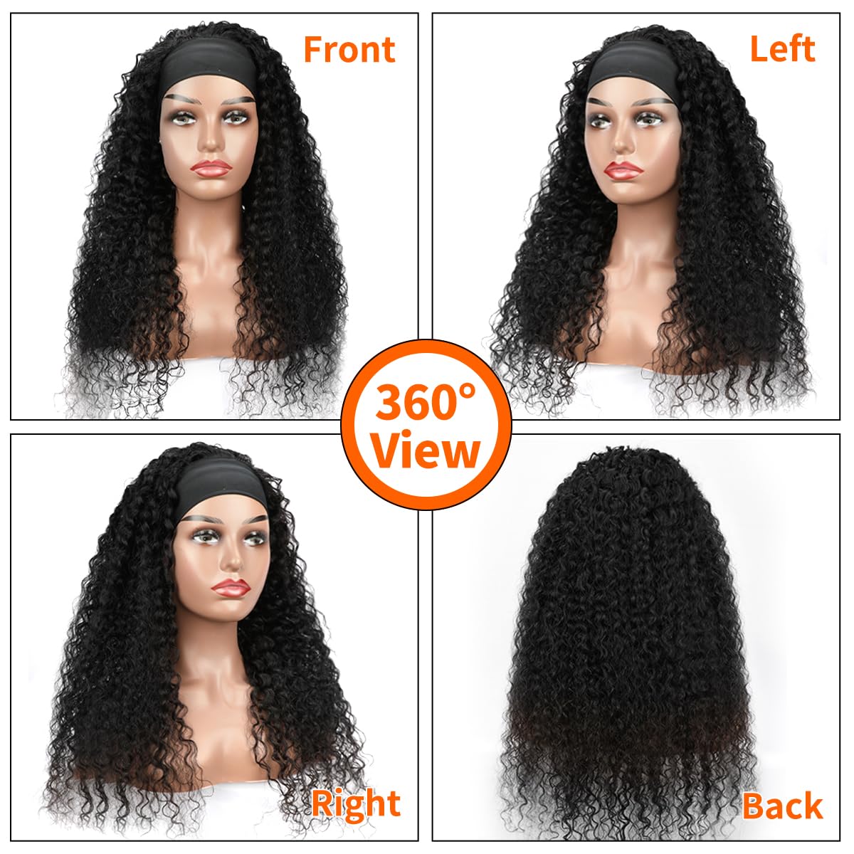 Fardoen headband wig glueless design for easy, secure fit