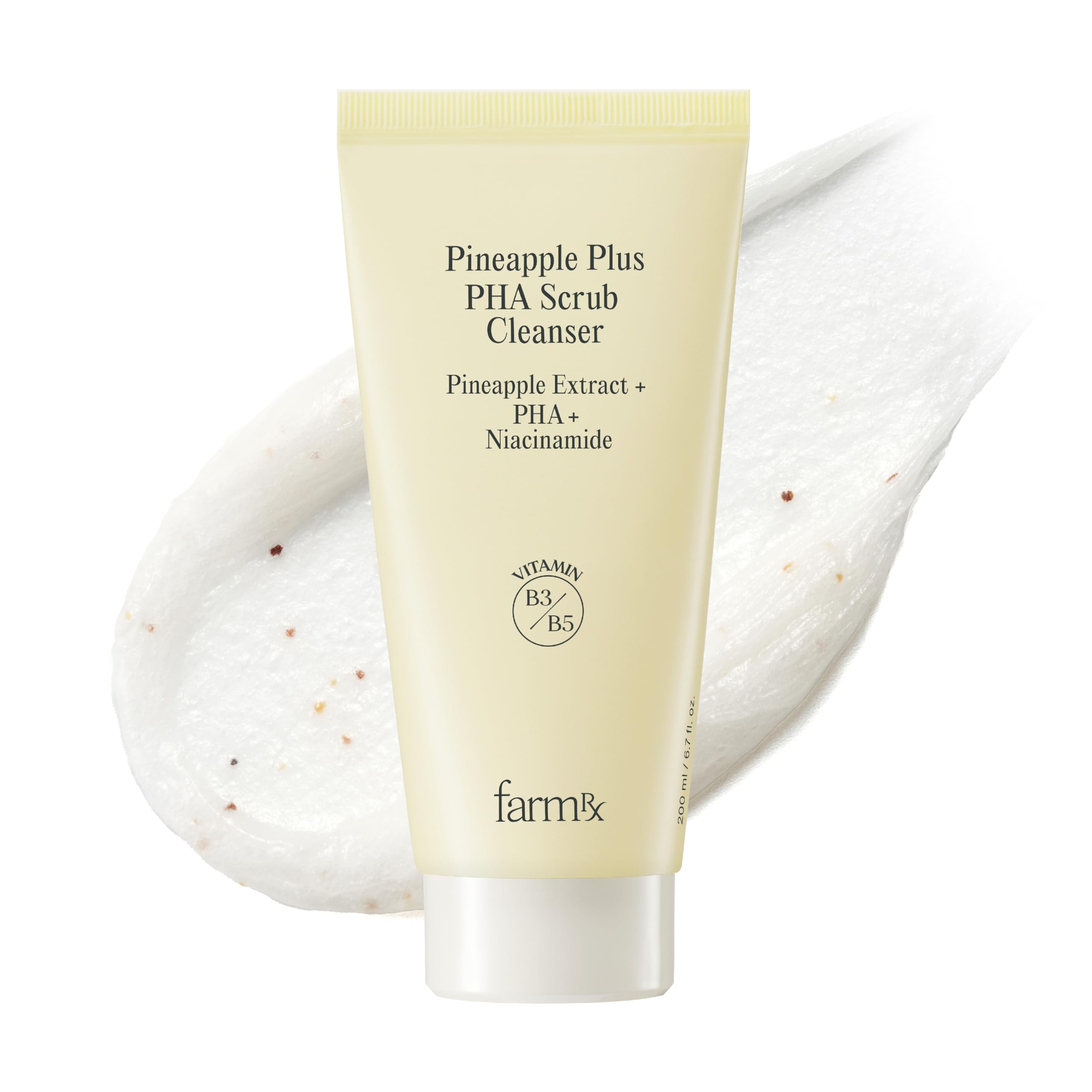 Farm RX Pineapple Plus PHA Scrub Cleanser packaging close-up with premium design and cruelty-free branding