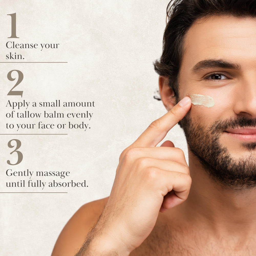 Farm to Tallow moisturizer ingredients olive oil and beef tallow for moisturizing skin