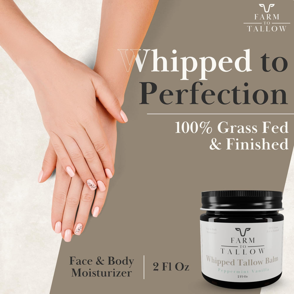 Farm to Tallow moisturizer texture close-up emphasizes light cooling aroma