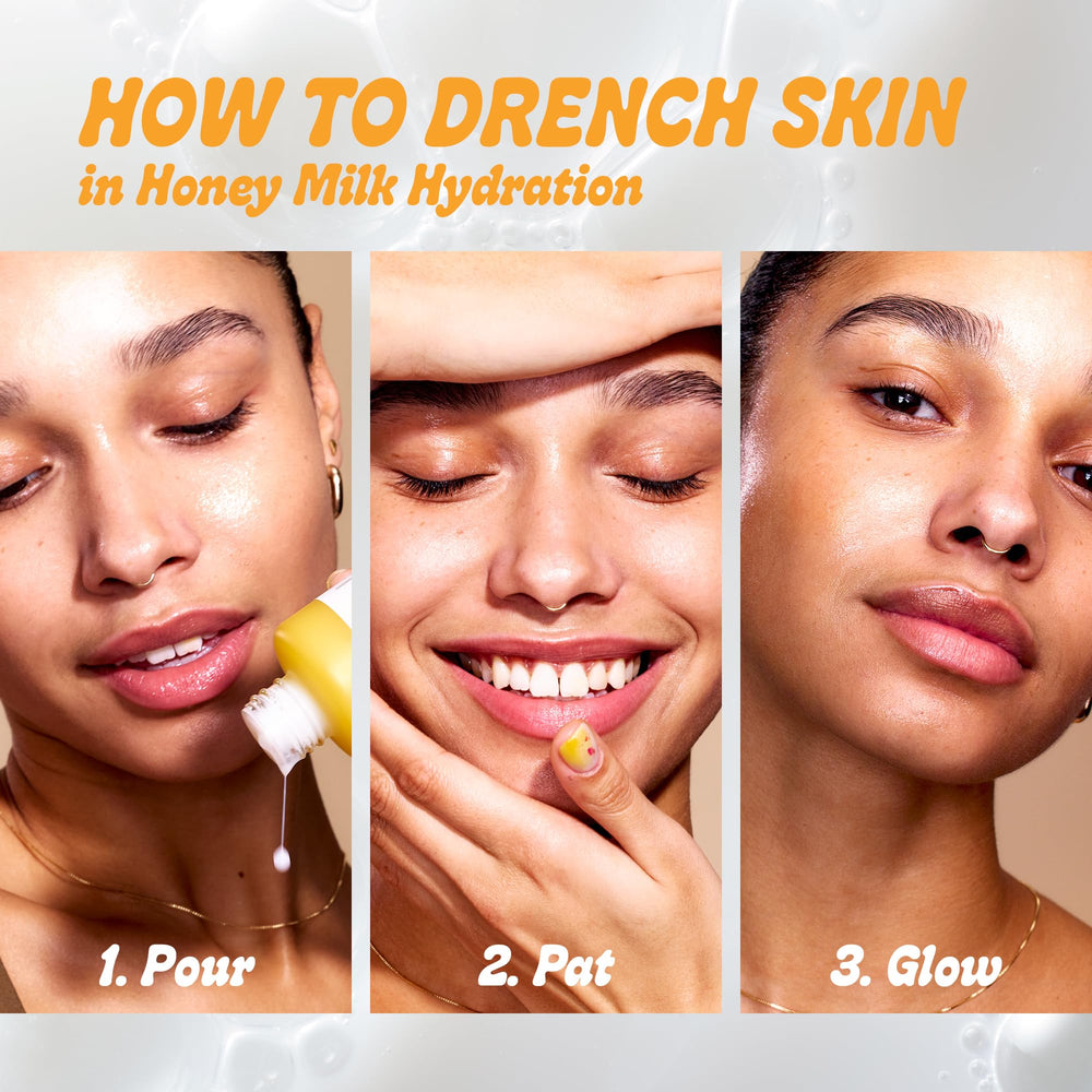 Farmacy Hydrating Essence three-shake application on face, neck, and décolleté.