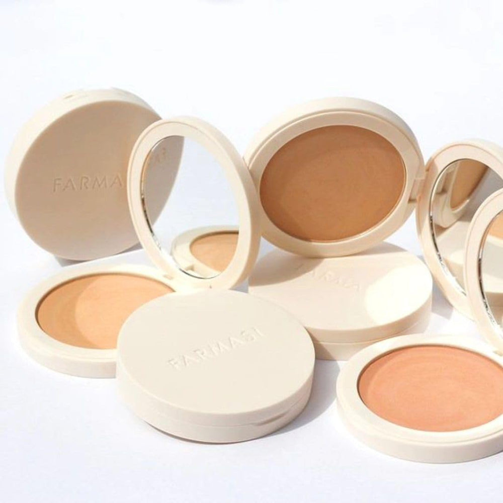 FARMASI BB All in One Powder application on skin demonstrating blendable finish