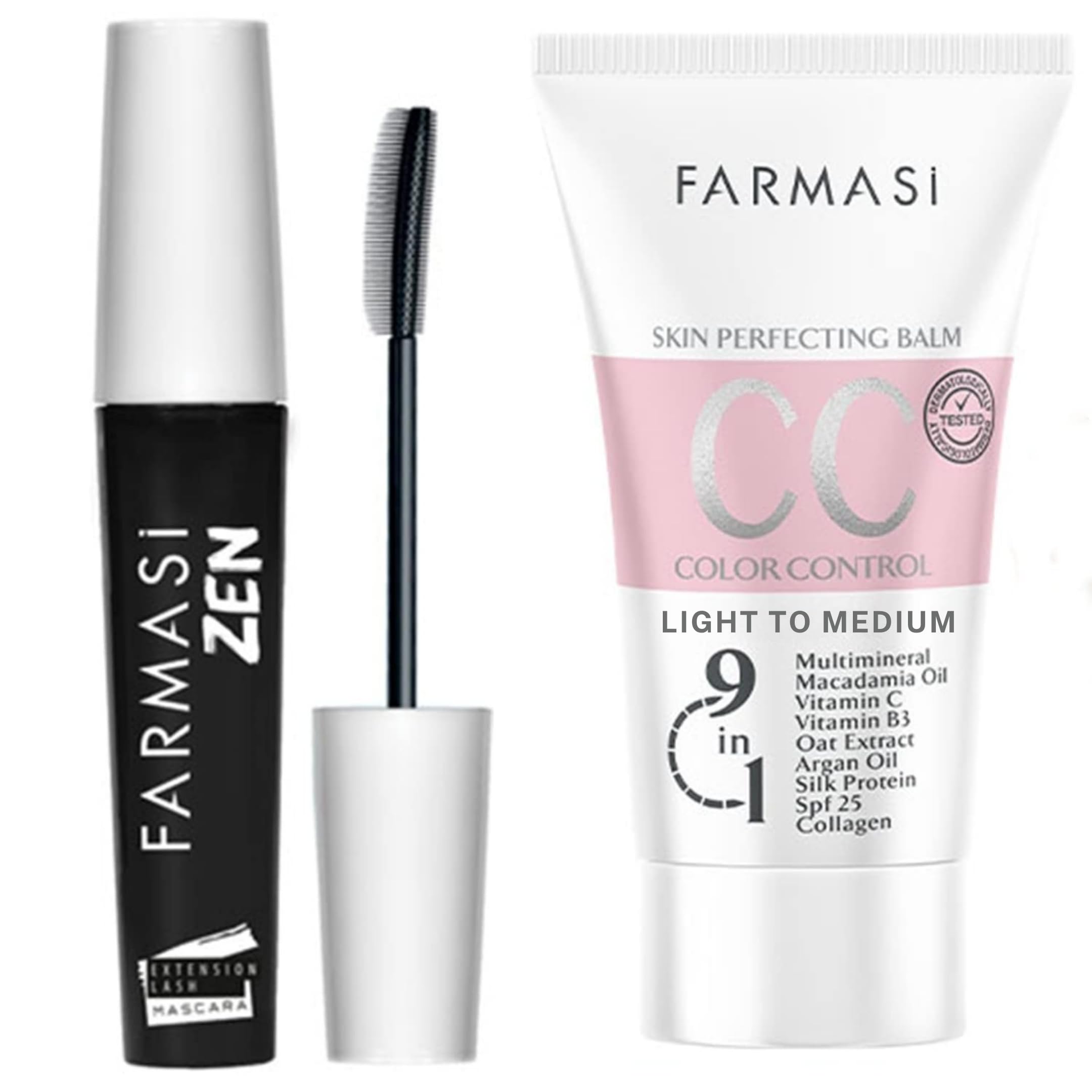 Farmasi CC Cream 9-in-1 bottle with light to medium shade for natural radiance
