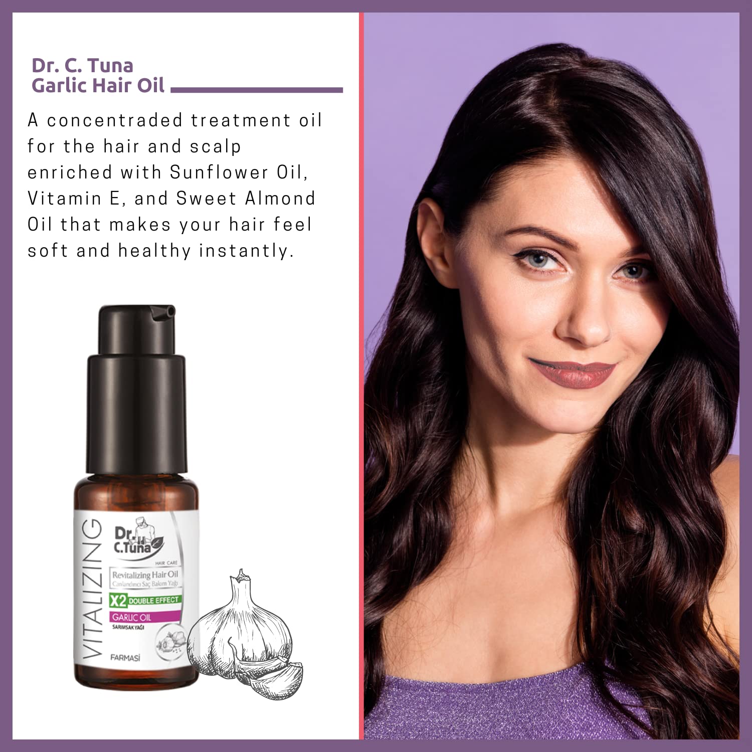 FARMASi Dr. C. Tuna Garlic Oil application on scalp for nourishment.