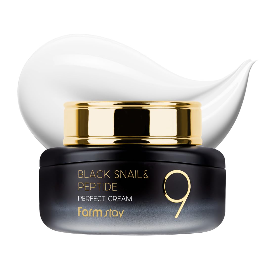FARMSTAY Black Snail Mucin Cream bottle illustrates rich hydration for glowing skin