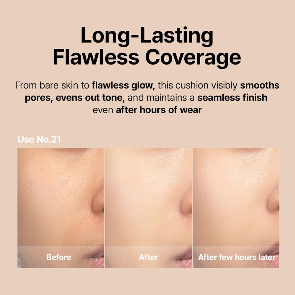 Swatch on skin shows Farmstay Black Snail & Peptide 9 Perfect Cushion natural finish.