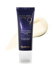 FarmStay Black Snail Peptide 9 serum bottle highlights hydration and firming potential.