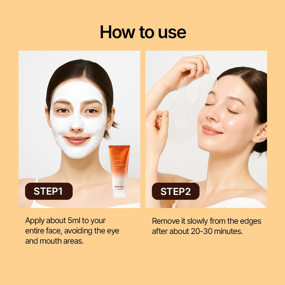 FARMSTAY Ginseng Collagen Wrapping Mask peel-off film ready for gentle removal