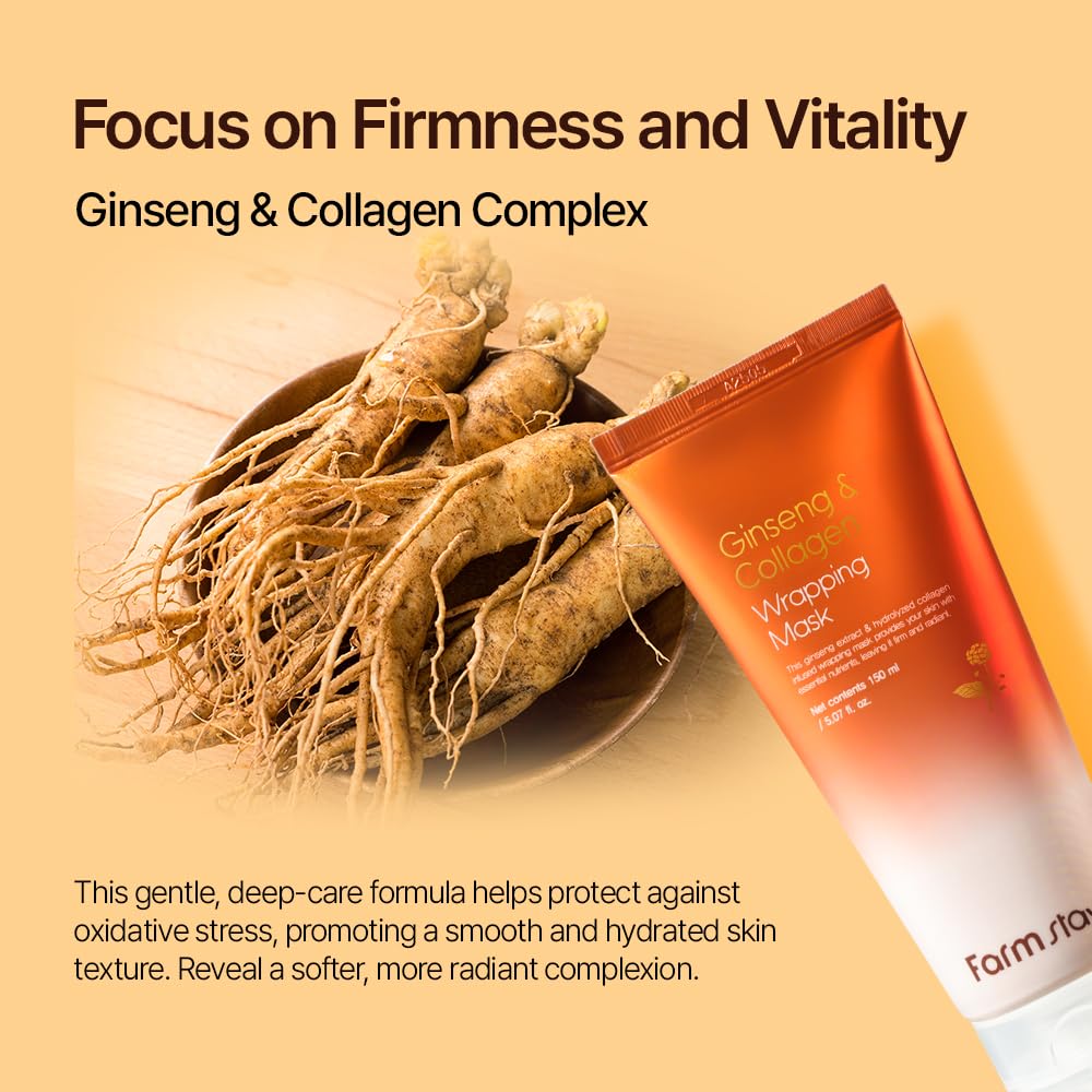FARMSTAY Ginseng Collagen Wrapping Mask tube ready for nightly nourishment
