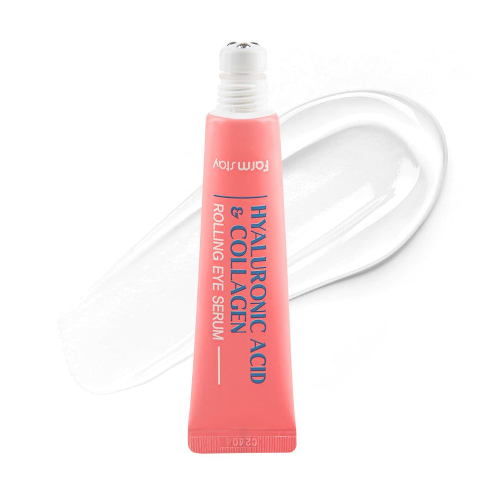 Farmstay Hyaluronic Acid Roll-On Eye Serum bottle for hydrated under-eyes.