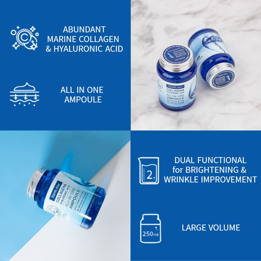 FarmStay Hyaluronic Acid Serum texture close-up showcases smooth skin benefits.