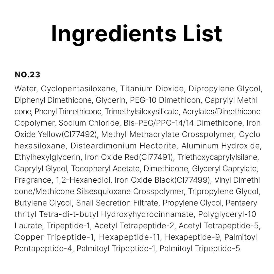 Hydrating snail extract and peptide ingredients improve moisture and texture feel.