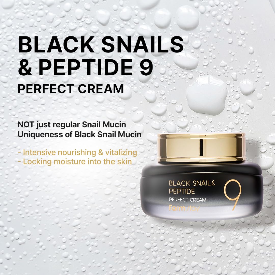 FARMSTAY Peptide 9 Complex cream jar signals 9-peptide formula for enhanced firmness and elasticity