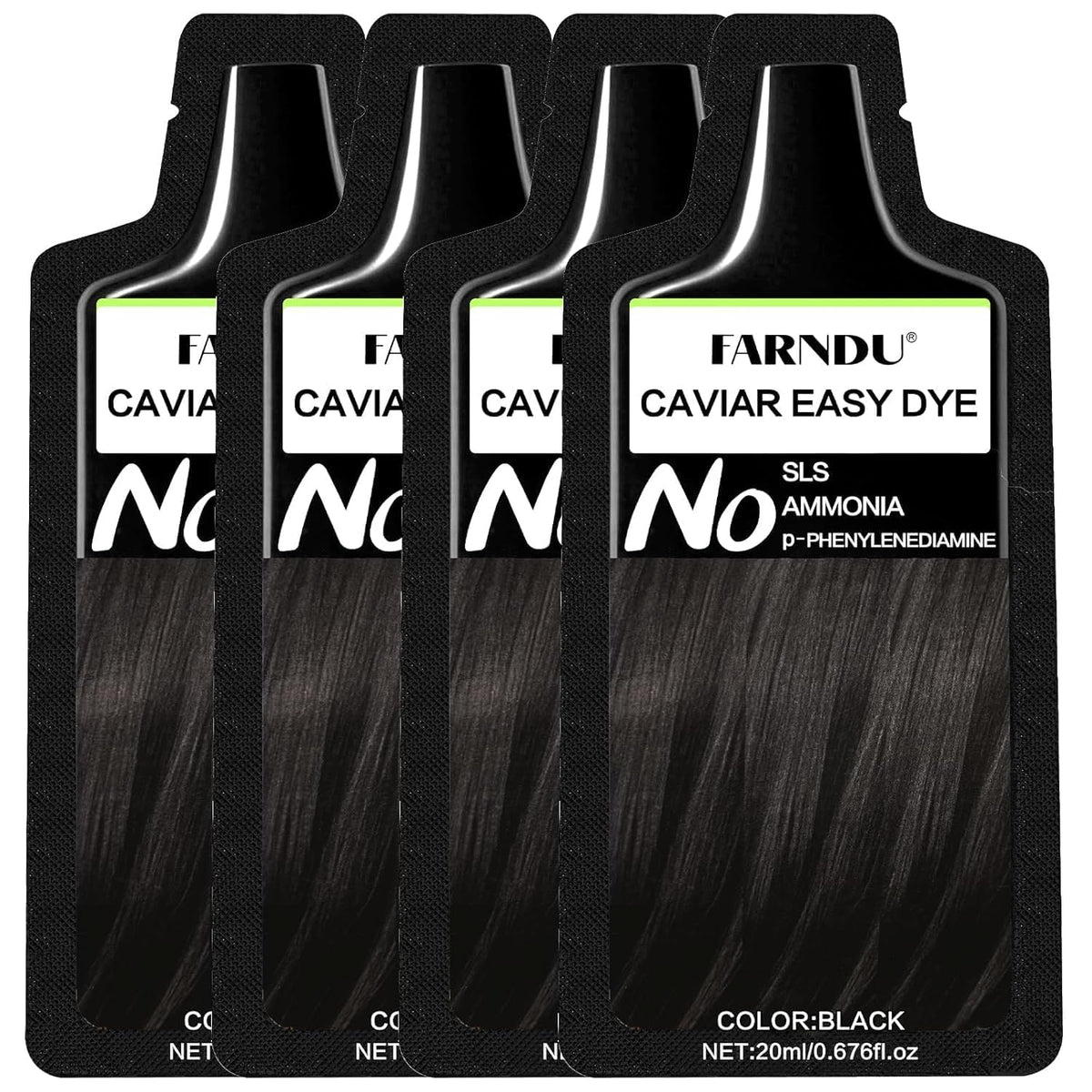 Farndu black hair dye bottle for easy at home coloring and convenience