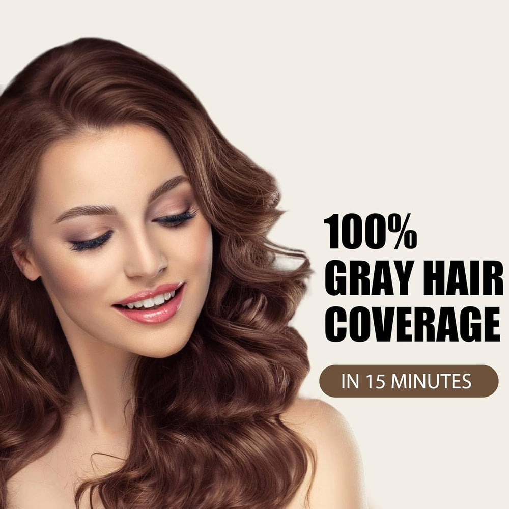 Farndu Brown Hair Dye Shampoo being applied for quick at-home color.