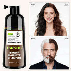 Farndu Brown Hair Dye Shampoo ingredients highlight plant-based formula.