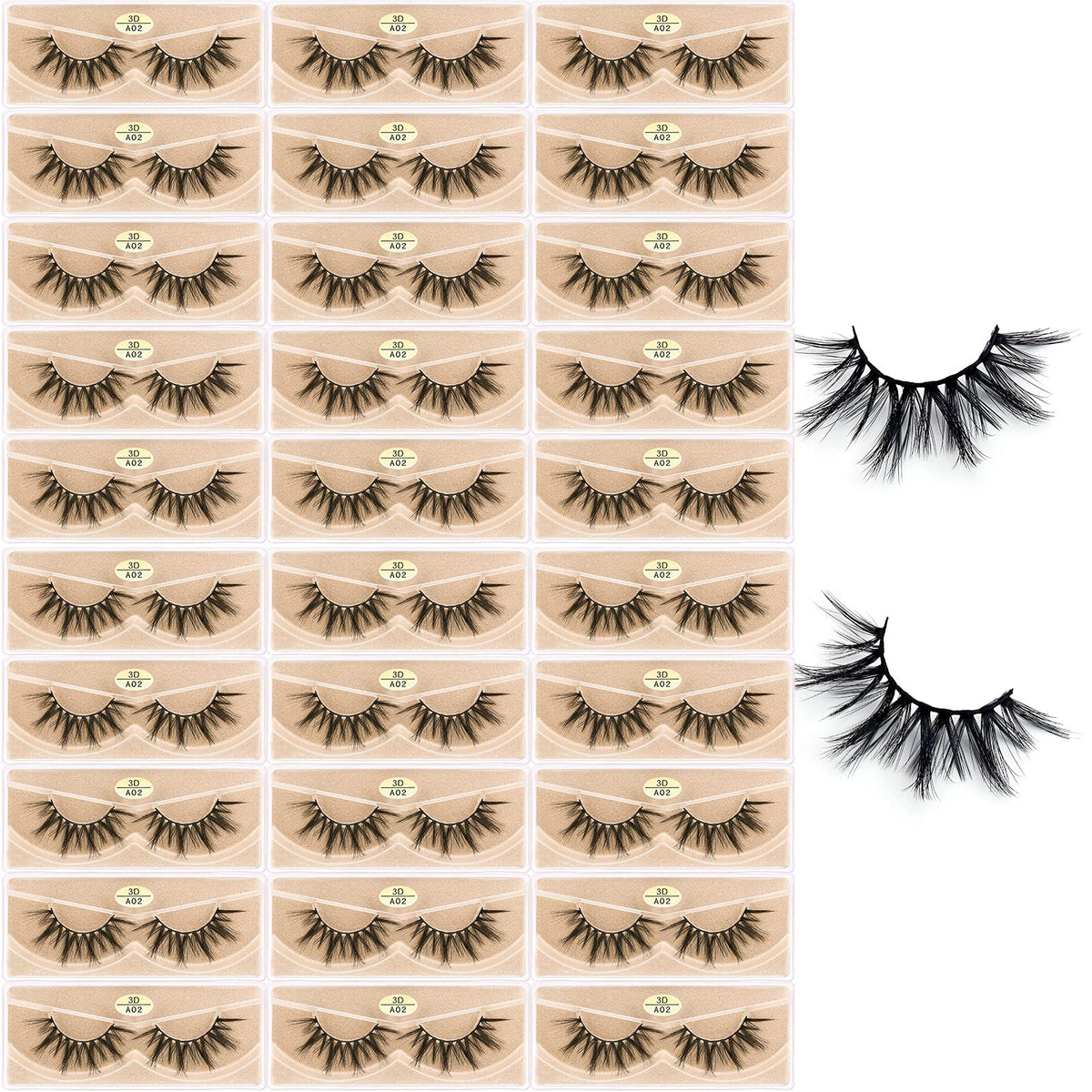FARRED 3D A02 lashes in individual boxes for easy storage and quick selection.