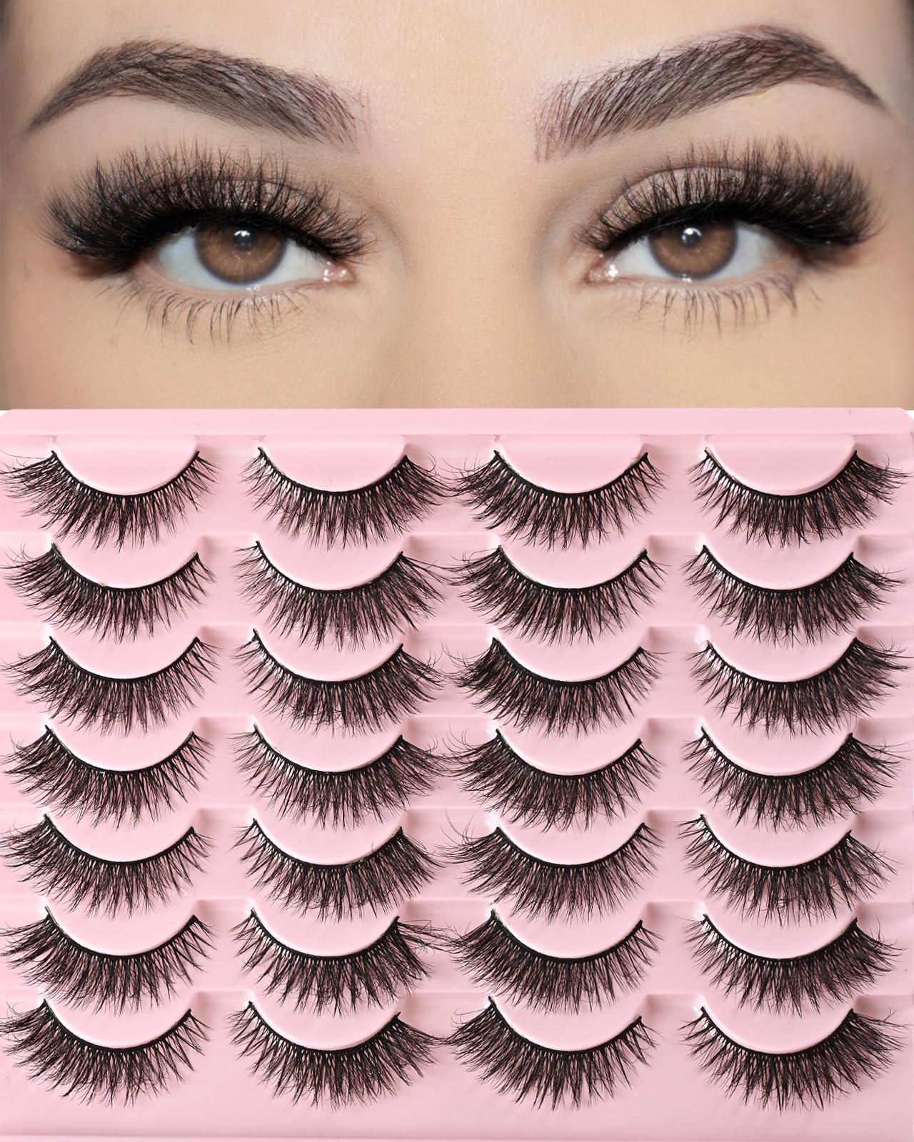 Farred cat eye lashes short natural 1: lightweight flexible band for daily wear.
