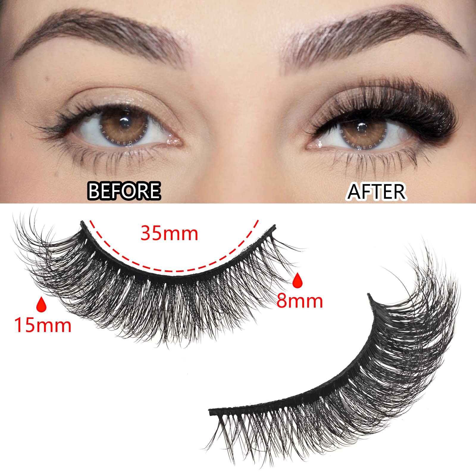 FARRED lashes wispy band highlights subtle length for everyday elegance.