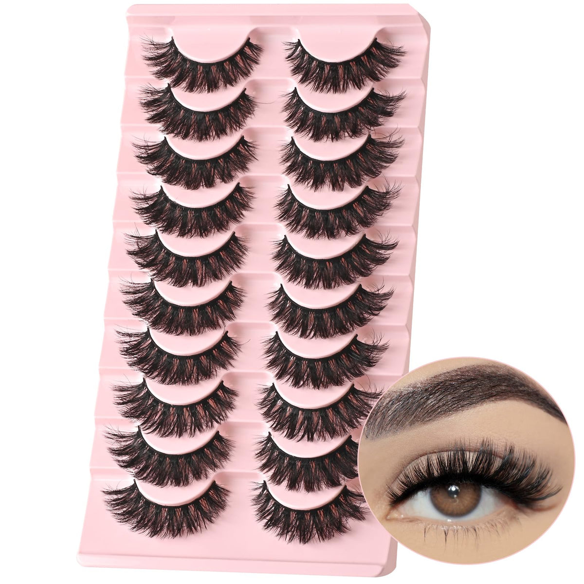 FARRED wispy cat-eye lashes for a natural 14mm lift and subtle drama.