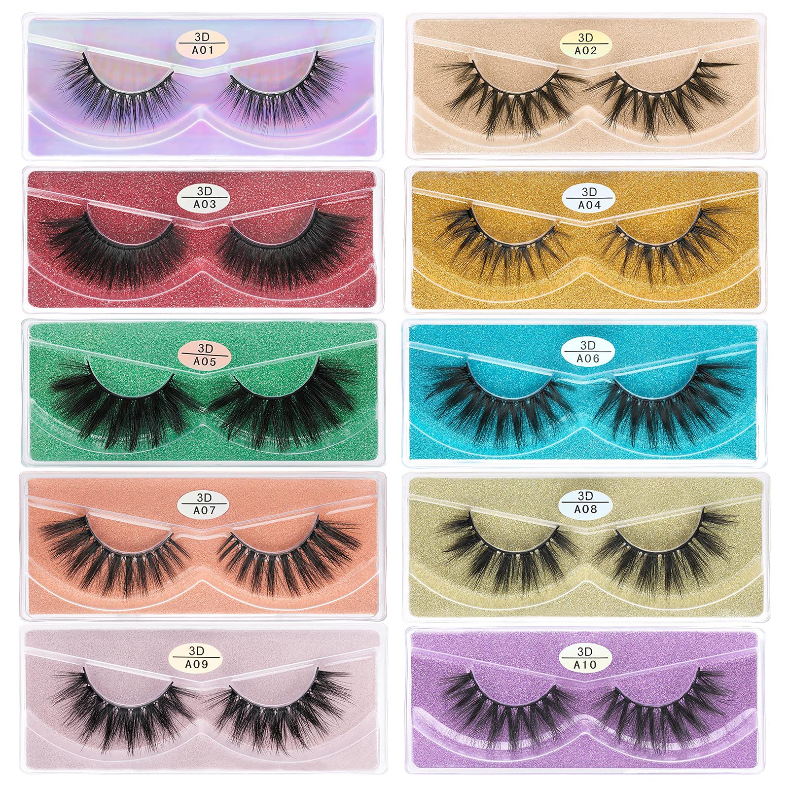 Farred lashes 10-styles assortment in display boxes for easy gifting.