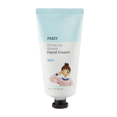 Texture close-up of Fascy Tina's Moisture Bomb Hand Cream showing creamy finish