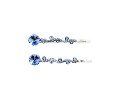 Faship light blue rhinestone hair clip sparkles in a bridal updo with secure grip
