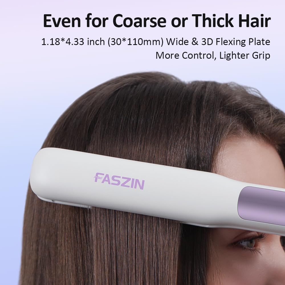 Faszin 3D floating plate adapts to hair texture for even contact.