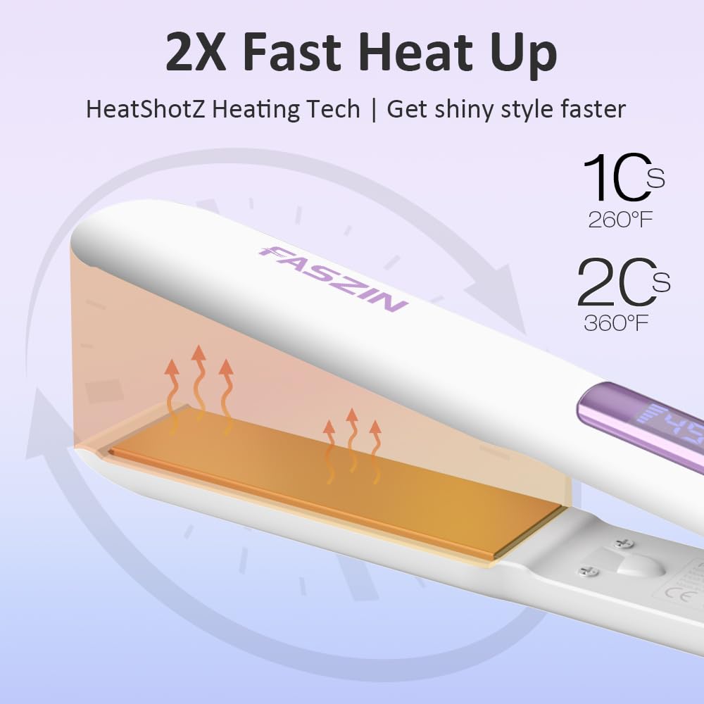 Faszin rapid heating to 360°F in 20 seconds for quick styling.