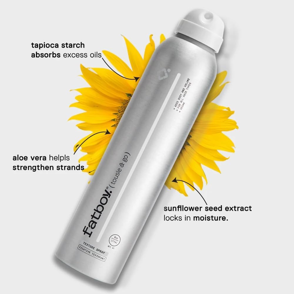 Fatboy Hair Tousle & Go sunflower seed extract adds shine and conditioning